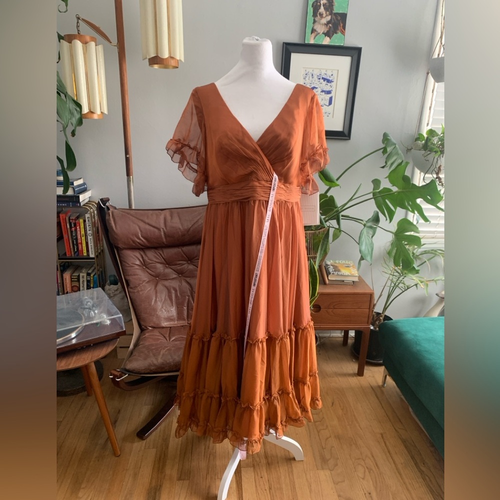 NWT , Mac Duggal Rust Midi Dress - Picture 7 of 7
